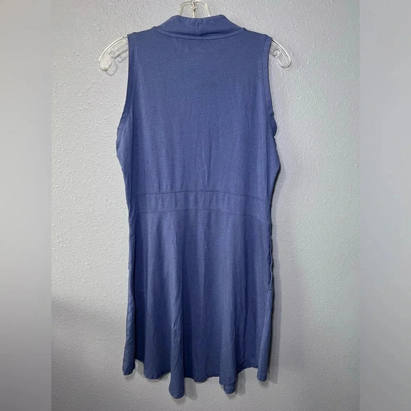 Toad & Co Dress Sz LG Mock Neck Sleeveless Knee Length Stretch Organic Cotton - Picture 2 of 4